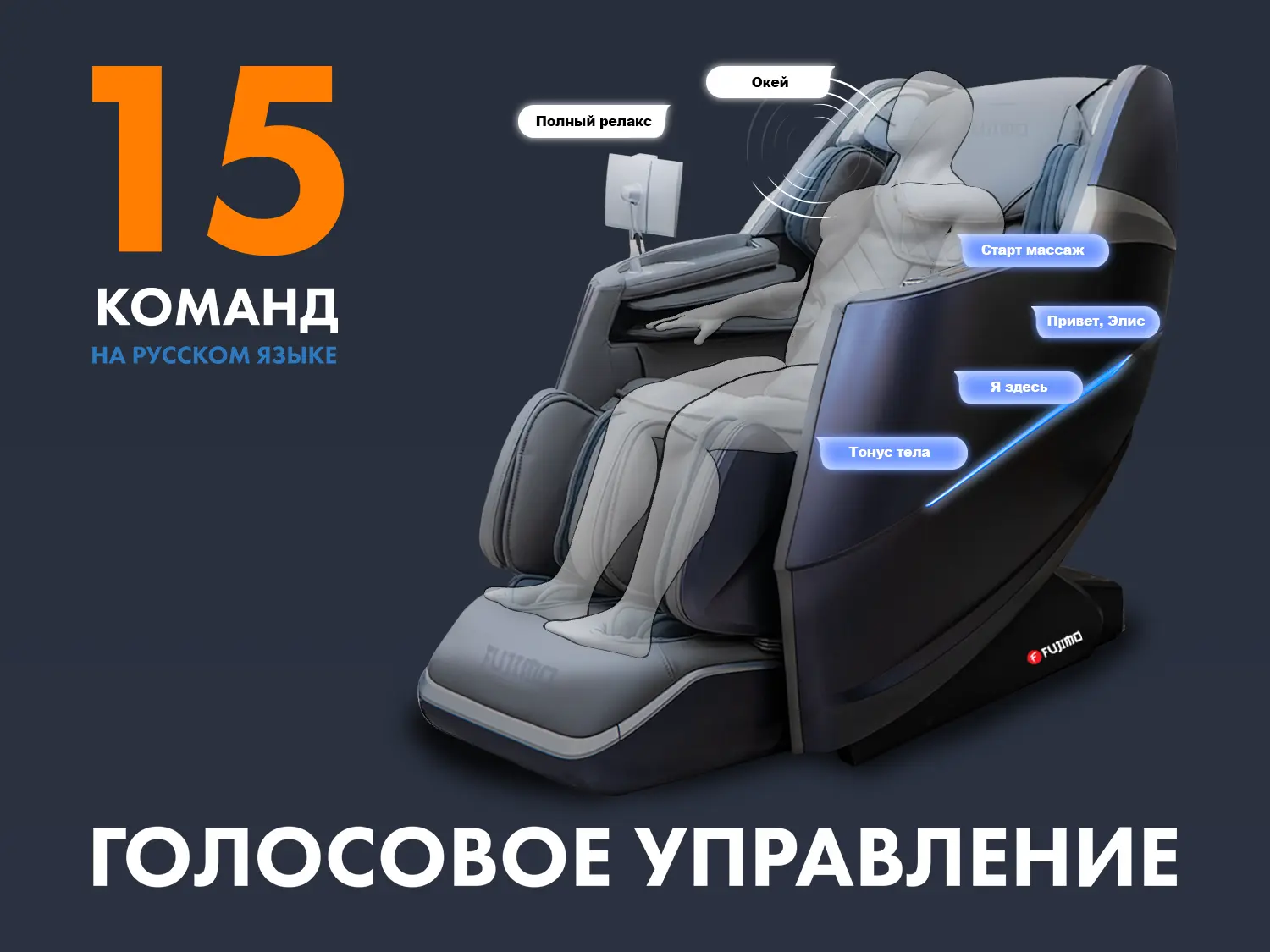 Массажное кресло FUJIMO Combat 4D Серый
