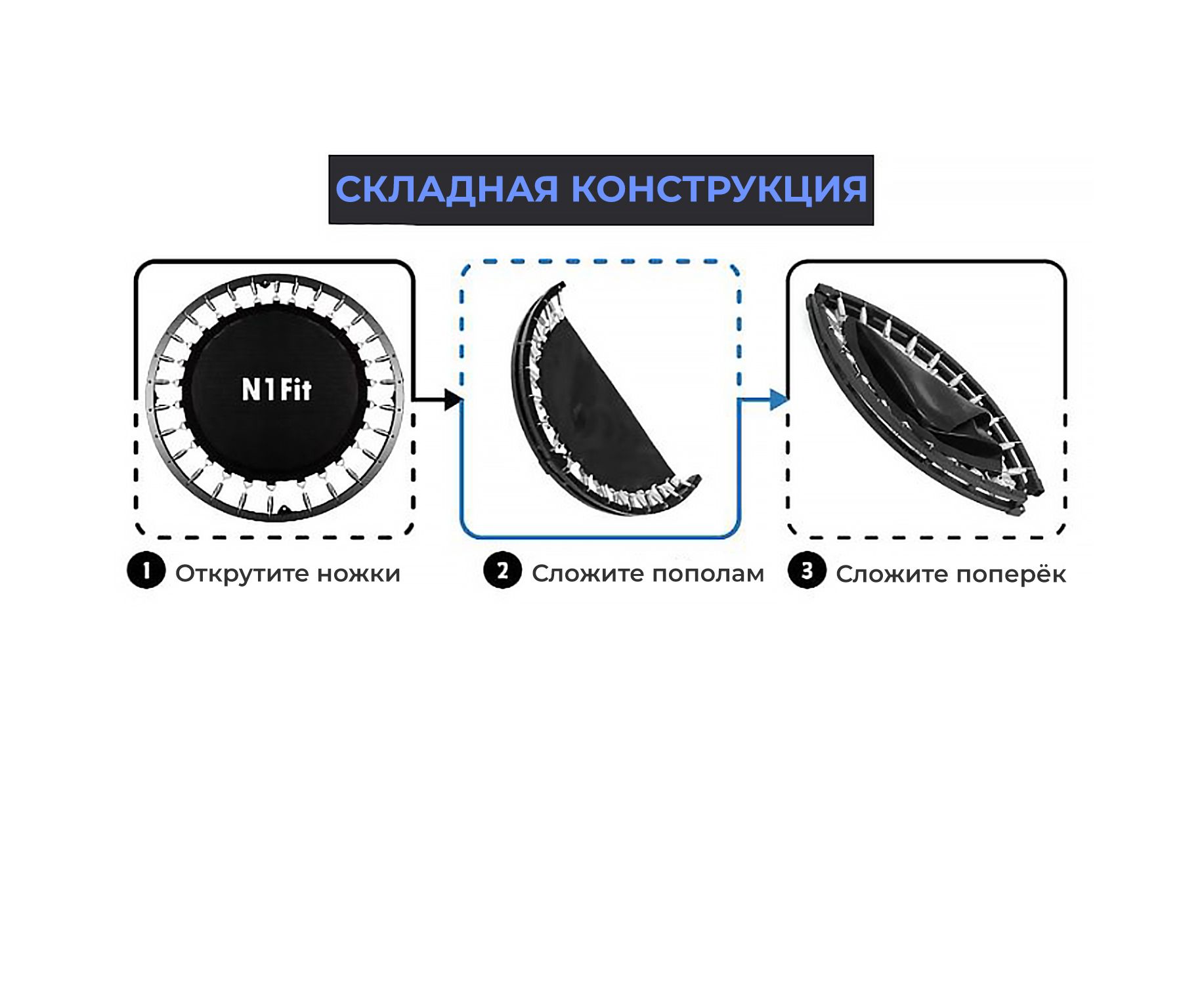 Батут для фитнеса DFC N1Fit 40'' (102 см) складной