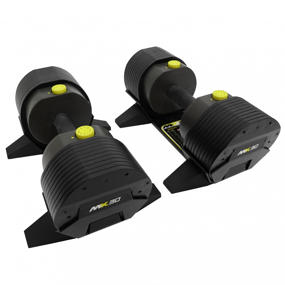 Гантели регулируемые First Degree Fitness MX Select MX30, вес 3.4-13.9 кг со стойкой