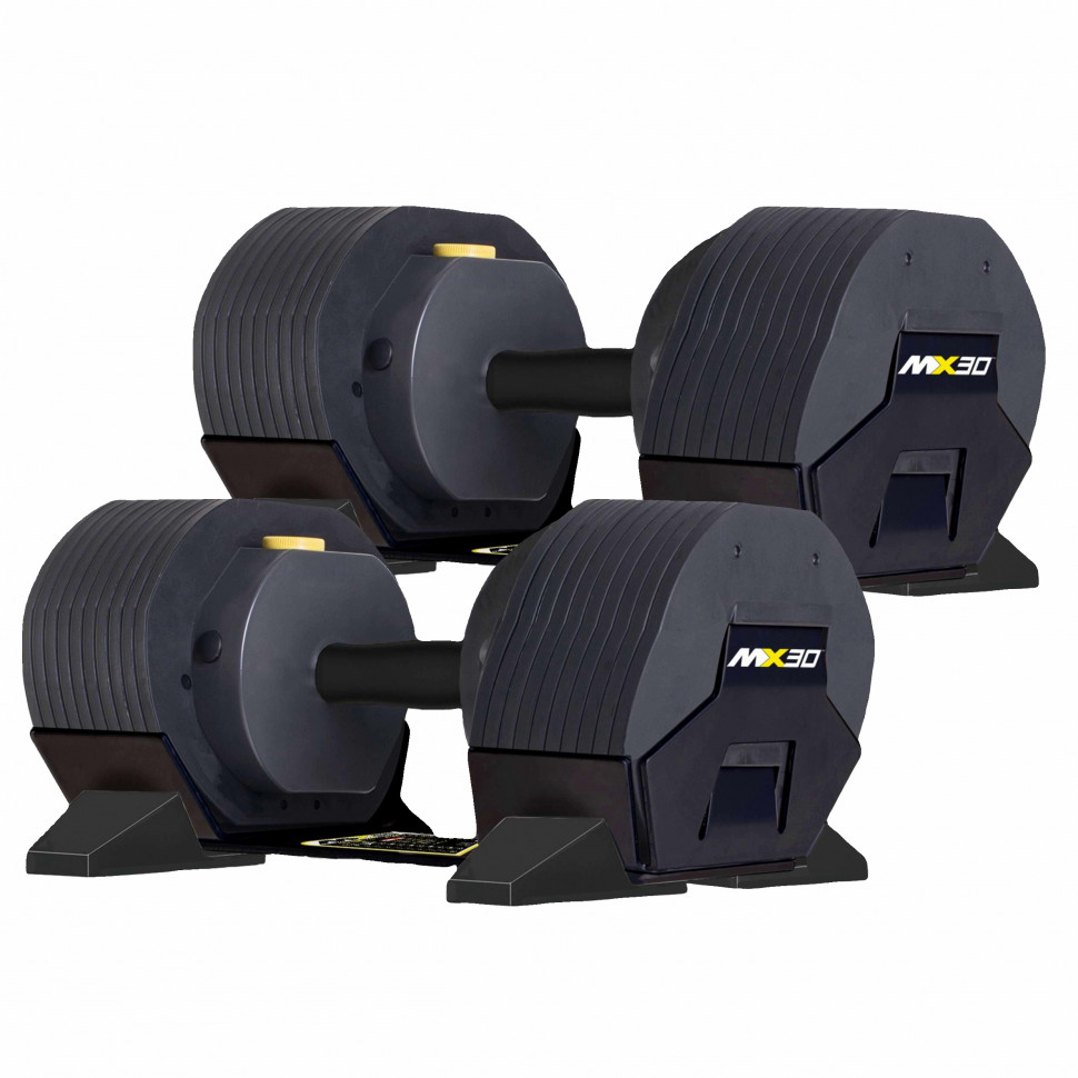 Гантели регулируемые First Degree Fitness MX Select MX30, вес 3.4-13.9 кг со стойкой
