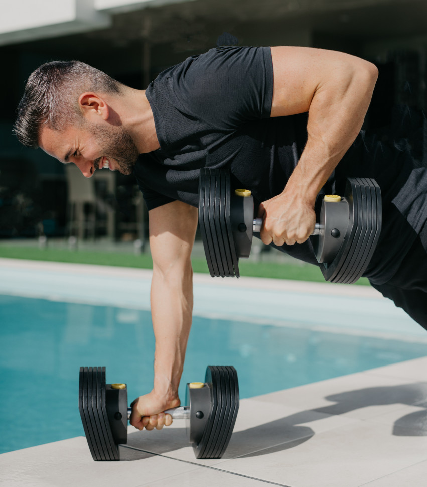 Гантели регулируемые First Degree Fitness MX Select MX85 вес 5.6 - 38.6 кг со стойкой