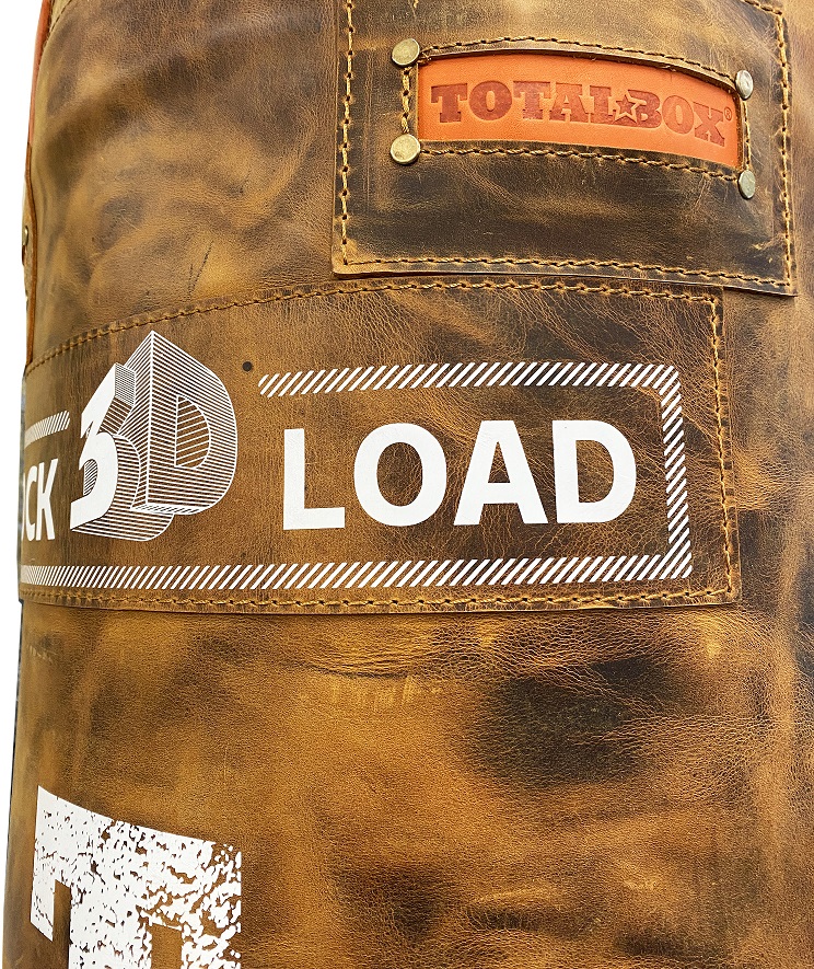 Мешок боксерский набивной 3D Shock load TOTALBOX кожа (корич/оранж)