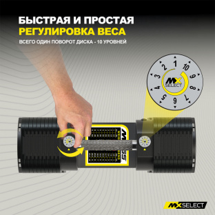 Гантели регулируемые MX Select MX55 EVO, рифленая стальная рукоять, вес 4.9-25.3 кг, 2 шт